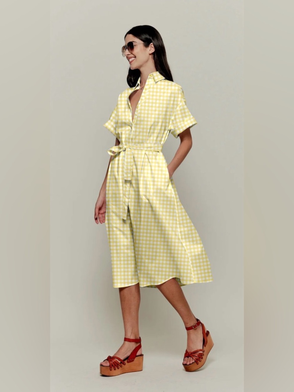 Tucker Sarah Shirt Dress With‎ Pockets 100% Organic Cotton Gingham Size 2X NWOT